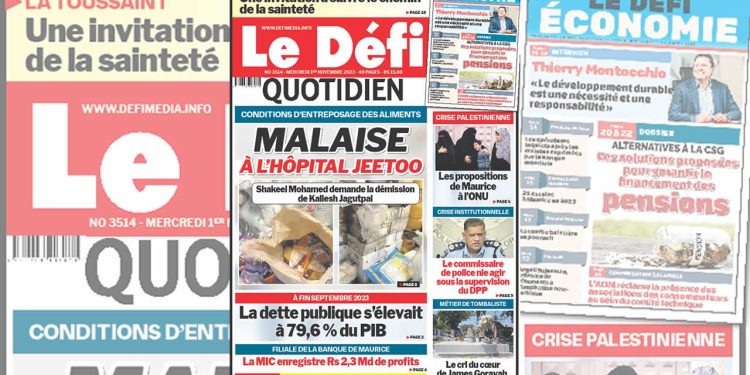 Voici la une du Défi Quotidien de ce Mercredi 01 Novembre 2023 – News On Sunday