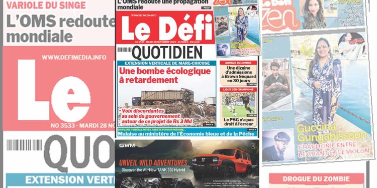 Voici la une du Défi Quotidien de ce Mardi 28 Novembre 2023 – News On Sunday